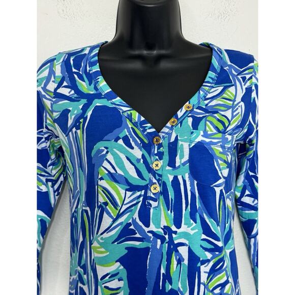 Lilly Pulitzer Blue Crush Bamboo Palmetto Top XXS Shirt Preppy Beach NWOT‎ - Picture 6 of 11